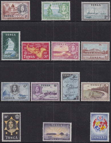 Tonga # 100-113 (1953) Maps, Palace - Sgls, Set/14, MLH