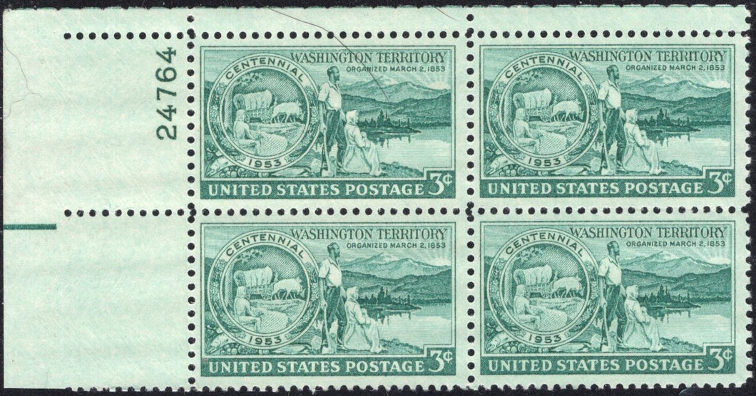 # 1019 (1953) Washington Territory - PB, UL #24764, MNH