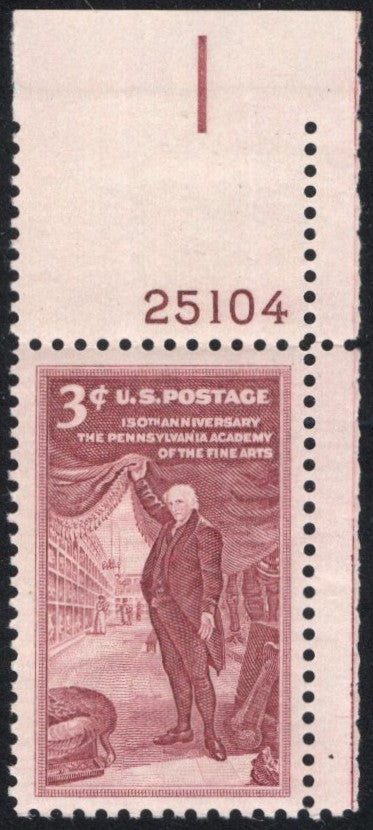 # 1064 (1955) Fine Arts - Plt sgl, UR #25104, MNH