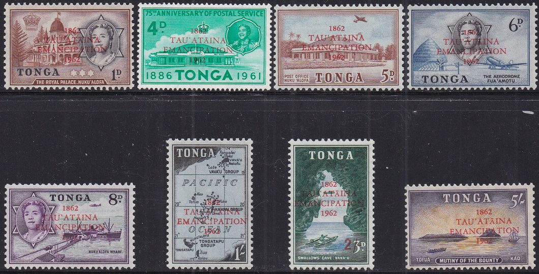 Tonga # 119-126 (1961) Surcharged Issues - Sgls, Set/8, MLH