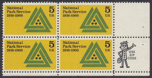 # 1314 (1966) National Park Service, Not tagged - Mr. Zip BK/4, LR, MNH