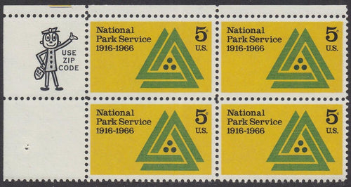 # 1314 (1966) National Park Service, Not tagged - Mr. Zip BK/4, UL, MNH