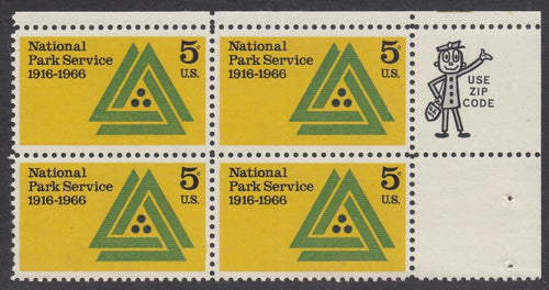 # 1314 (1966) National Park Service, Not tagged - Mr. Zip BK/4, UR, MNH