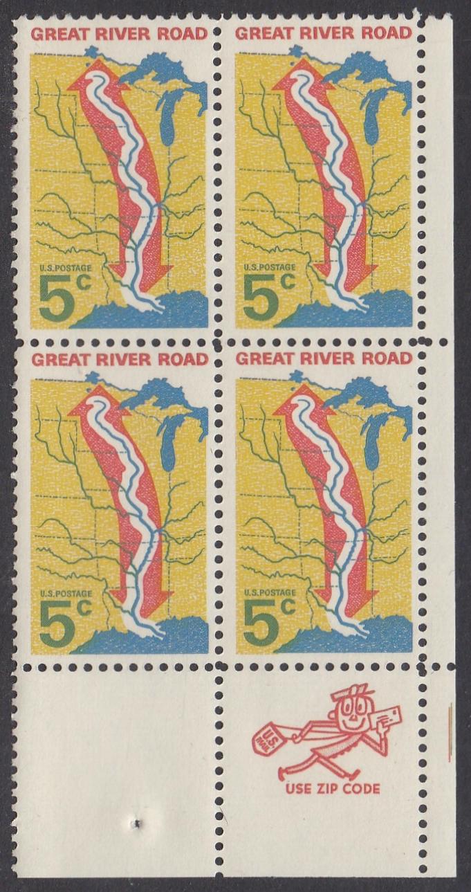 # 1319 (1966) River Road, Not tagged - Mr. Zip BK/4, LR, MNH