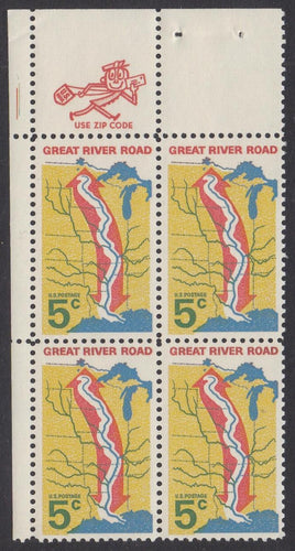 # 1319 (1966) River Road, Not tagged - Mr. Zip BK/4, UL, MNH