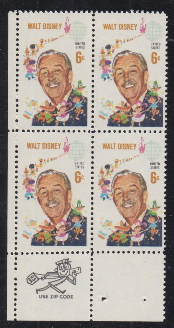 # 1355 (1968) Disney - Mr. Zip, BK/4, LL, MNH