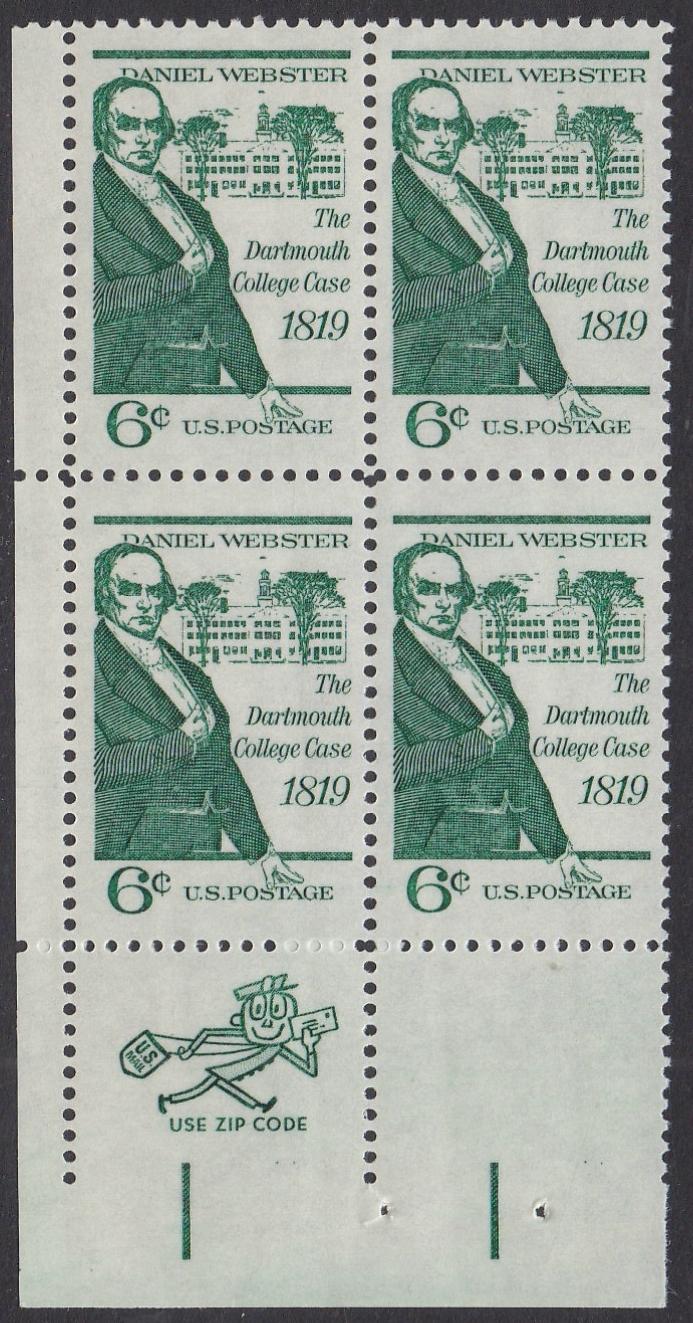 # 1380 (1969) Dartmouth College - Mr. Zip, BK/4, LL, MNH