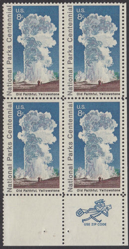 # 1453 (1972) Old Faithful - Mr. Zip, LR, BK/4, MNH