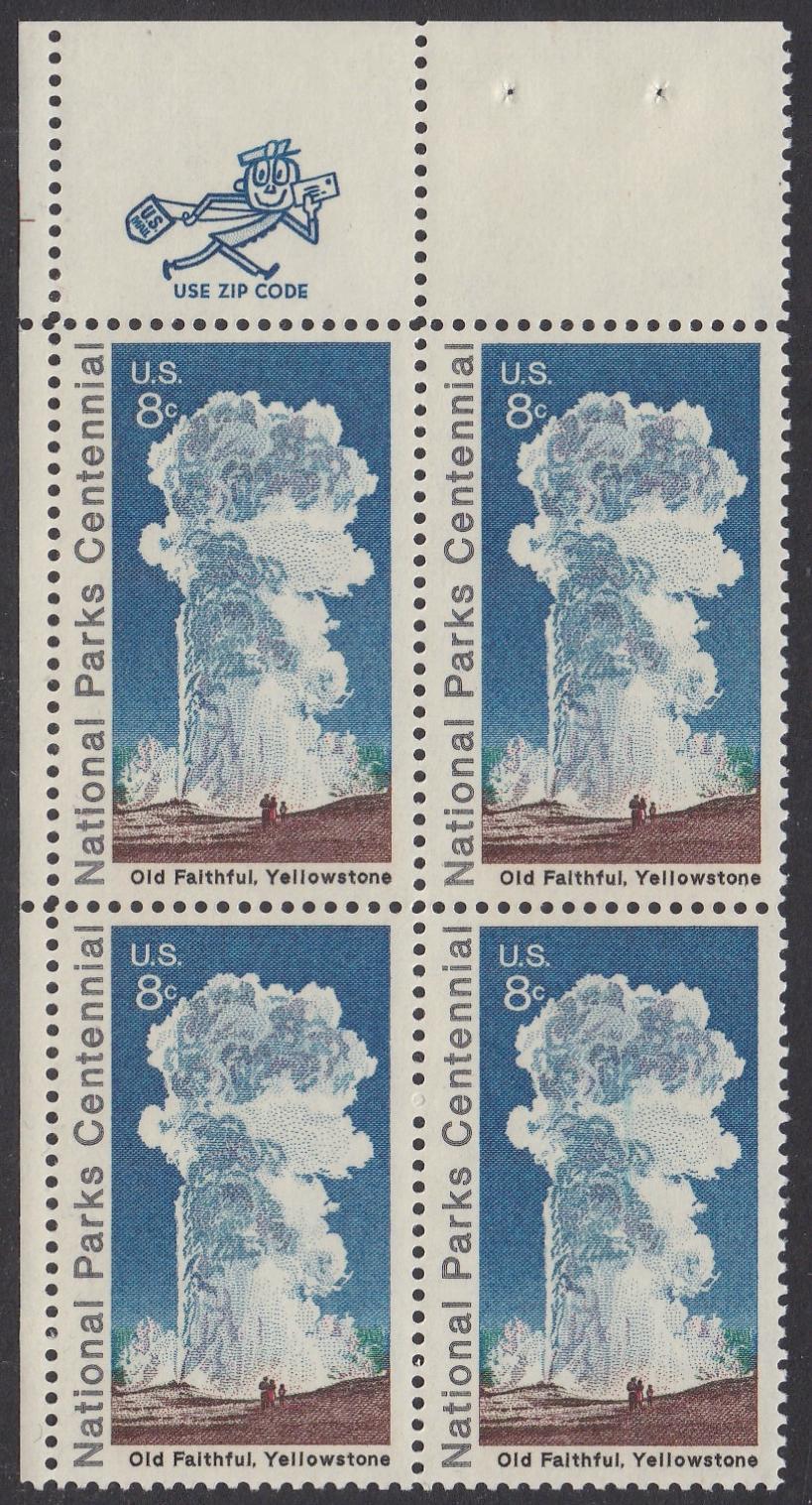 # 1453 (1972) Old Faithful - Mr. Zip, UL, BK/4, MNH