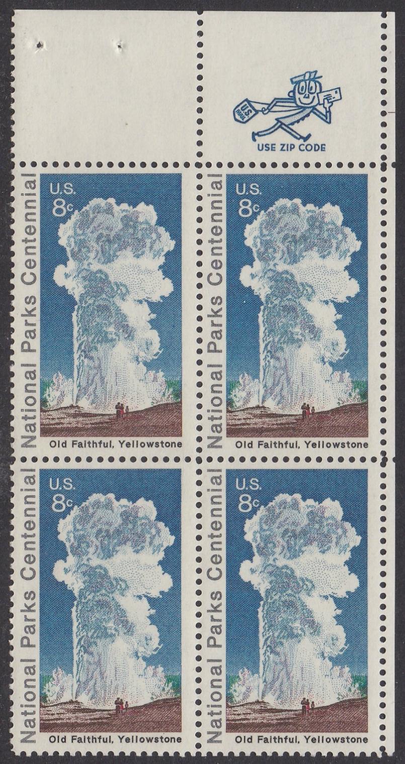 # 1453 (1972) Old Faithful - Mr. Zip, UR, BK/4, MNH