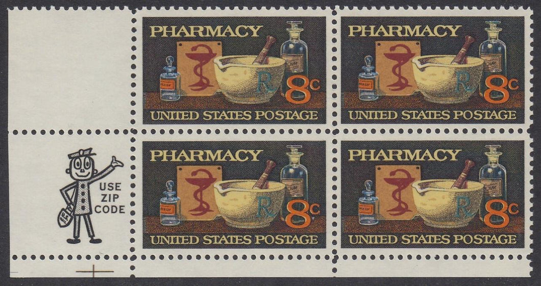 # 1473 (1972) Pharmacy - Mr. Zip, BK/4, LL, MNH