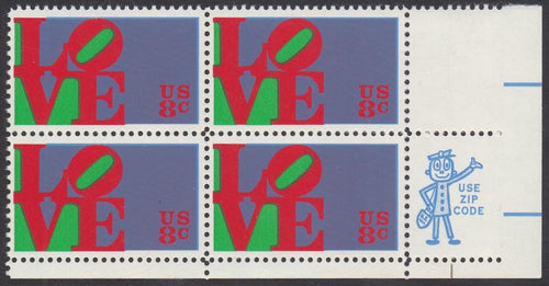 # 1475 (1973) Love - Mr. Zip, BK/4, LR, MNH