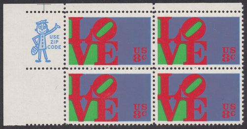 # 1475 (1973) Love - Mr. Zip, BK/4, UL, MNH