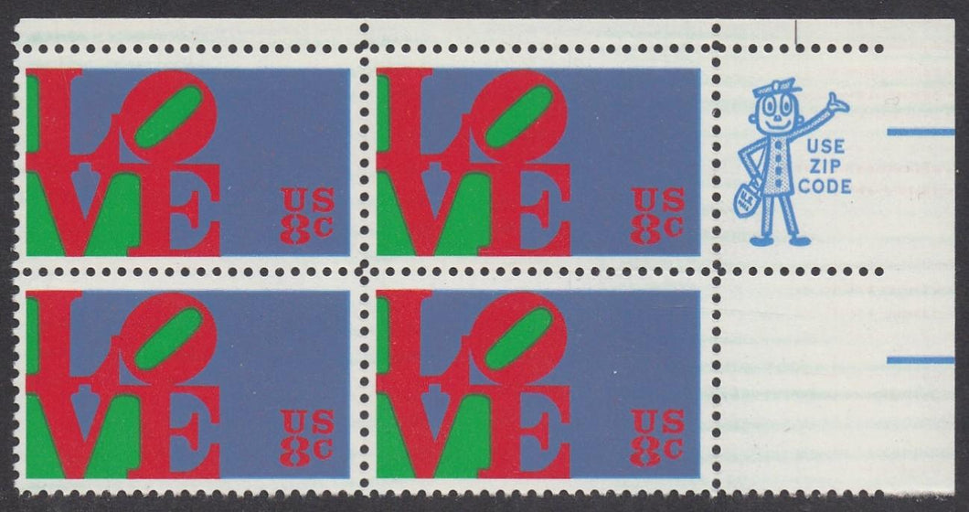 # 1475 (1973) Love - Mr. Zip, BK/4, UR, MNH