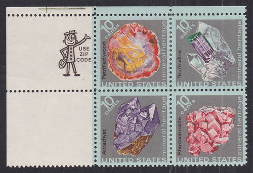 # 1538-41 (1974) Minerals - Mr. Zip, BK/4, UL, MNH