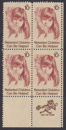 # 1549 (1974) Retarded Children - Mr. Zip, BK/4, LR, MNH