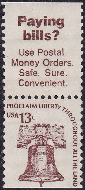 # 1595b (1975) Liberty Bell, DG, OA Tag - Bklt sgl, w/label, MNH