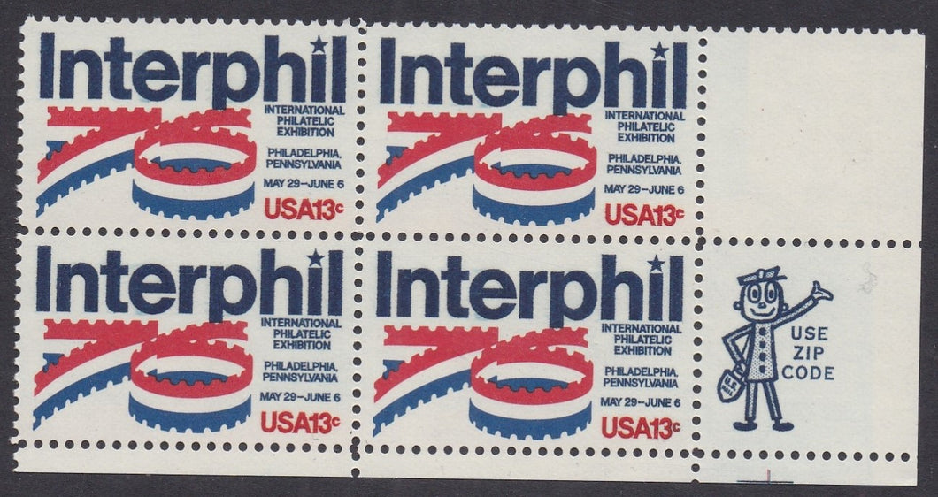 # 1632 (1976) Interphil - Mr. Zip, BK/4, LR, MNH