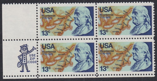 # 1690 (1976) Franklin - Mr. Zip, BK/4, LL, MNH