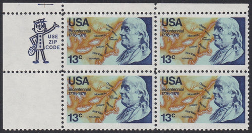 # 1690 (1976) Franklin - Mr. Zip, BK/4, UL, MNH