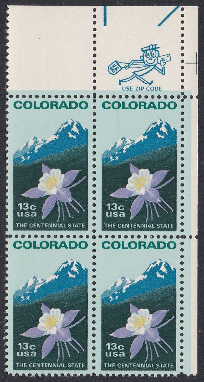 # 1711 (1977) Colorado, perf 11x11 - Mr. Zip, BK/4, UR, MNH