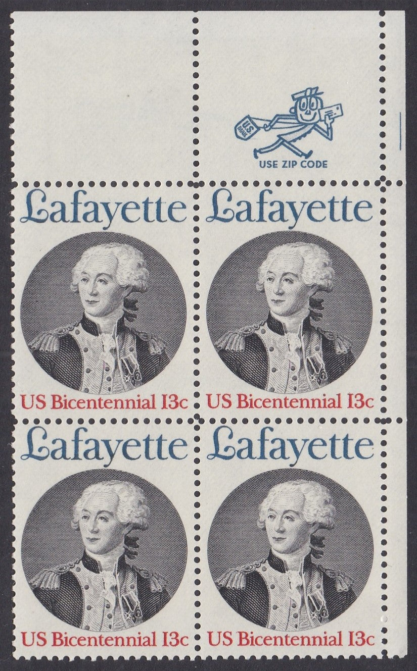 # 1716 (1977) Lafayette - Mr. Zip, BK/4, UR, MNH