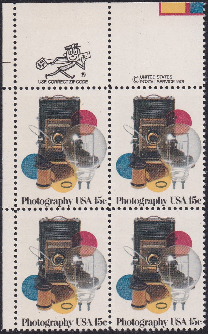 # 1758 (1978) Photography - Mr. Zip, BK/4, UL, MNH