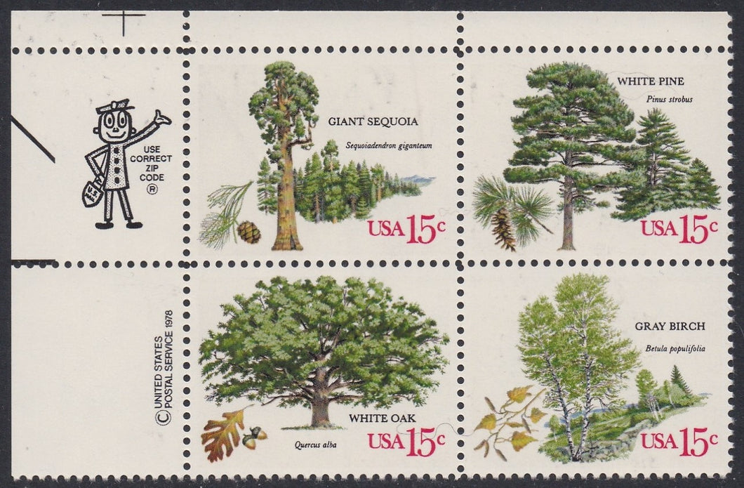 # 1764-67 (1978) Trees - Mr. Zip, BK/4, UL, MNH