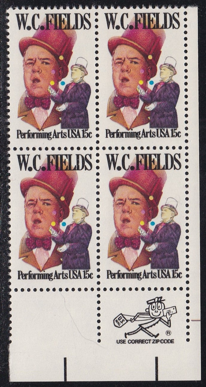 # 1803 (1980) WC Fields - Mr. Zip, BK/4, LR, MNH