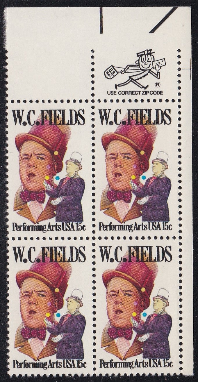 # 1803 (1980) WC Fields - Mr. Zip, BK/4, UR, MNH