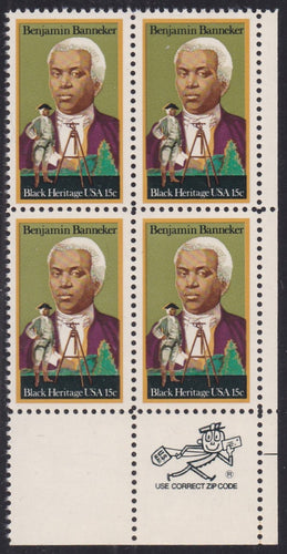 # 1804 (1980) Banneker - Mr. Zip, BK/4, LR, MNH