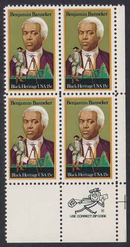 # 1804 (1980) Banneker - Mr. Zip, BK/4, LR, XF MNH