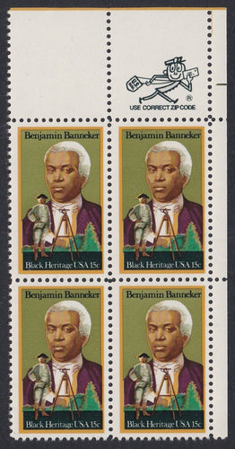 # 1804 (1980) Banneker - Mr. Zip, BK/4, UR, MNH