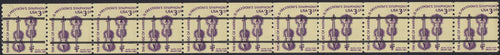 # 1813a (1980) Violins, DG, Not Tag, YP, Precancel - Coil Line Strip/11, FVF MNH [4]