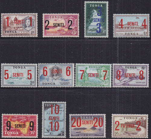 Tonga # 191-202 (1968) New Currency - Sgls, Set/12, MNH, MLH