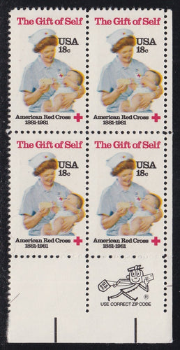 # 1910 (1981) Red Cross - Mr. Zip, BK/4, LR, MNH