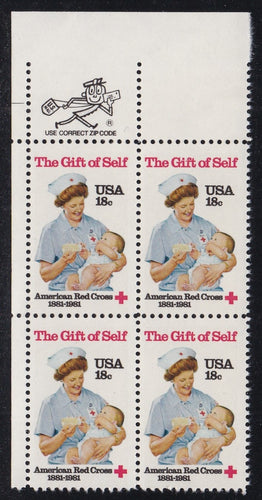 # 1910 (1981) Red Cross - Mr. Zip, BK/4, UL, MNH