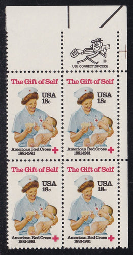 # 1910 (1981) Red Cross - Mr. Zip, BK/4, UR, MNH