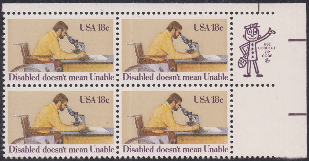 # 1925 (1981) Disabled - Mr. Zip, BK/4, UR, XF MNH