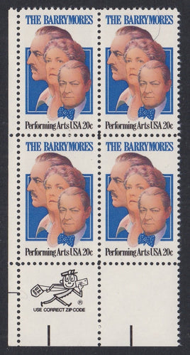 # 2012 (1982) Barrymores - Mr. Zip, BK/4, LL, MNH