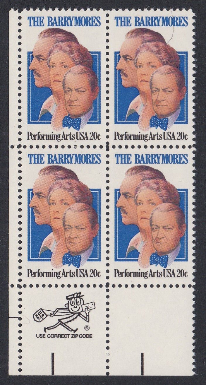 # 2012 (1982) Barrymores - Mr. Zip, BK/4, LL, MNH