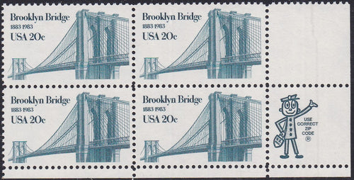 # 2041 (1983) Brooklyn Bridge - Mr. Zip, BK/4, LR, MNH