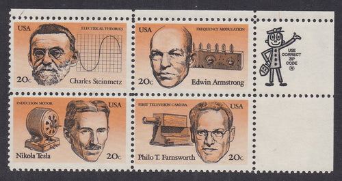 # 2055-58 (1983) Inventors - Mr. Zip, BK/4, UR, MNH