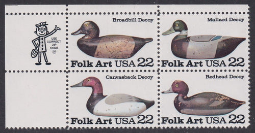 # 2138-41 (1985) Duck Decoys - Mr. Zip, BK/4, UL, MNH