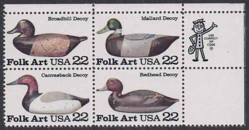 # 2138-41 (1985) Duck Decoys - Mr. Zip, BK/4, UR, MNH