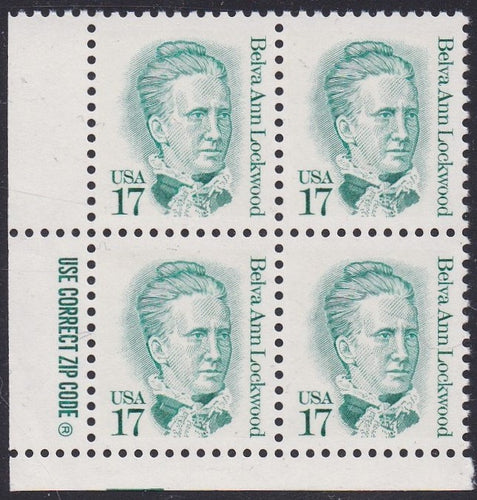 # 2178 (1986) Lockwood, Blue Green, LB tag, DG, perf 11 - Zip BK/4, LL, MNH