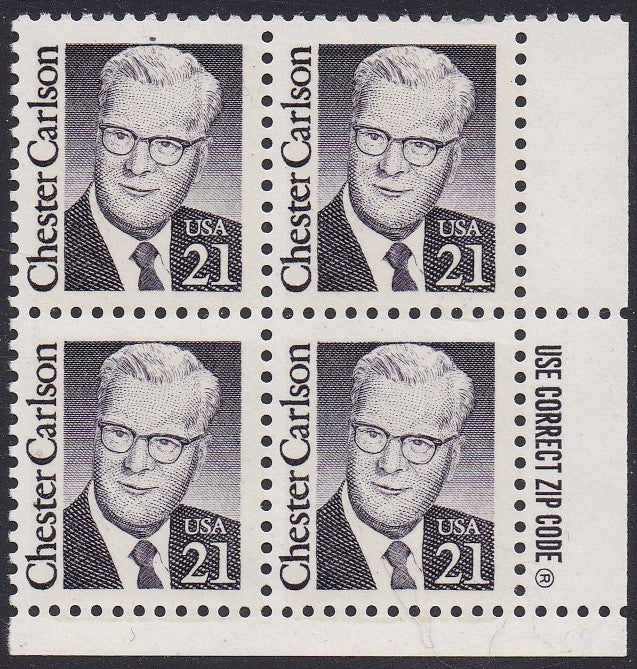 # 2180 (1988) Carlson, Blue Violet, LB tag, DG, perf 11 - Zip BK/4, LR, MNH