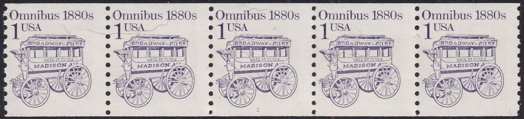 # 2225 (1986) 1880's Omnibus, DG, Block Tag - PS/5, #1, FVF MNH (PNC)