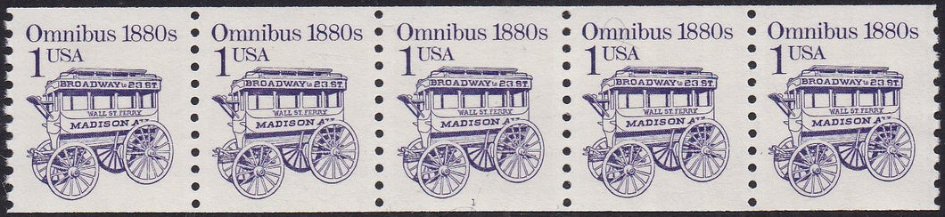 # 2225 (1986) 1880's Omnibus, DG, Block Tag - PS/5, #1, XF MNH