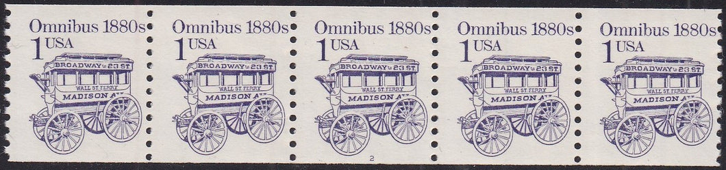 # 2225 (1986) 1880's Omnibus, DG, Block Tag - PS/5, #2, F MNH (PNC) AT FACE